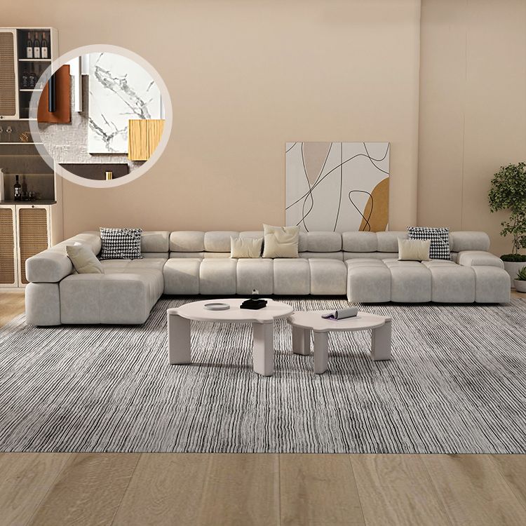 Scandinavian Sectional Sofa with Tigh Back and Square Arm for Living Room