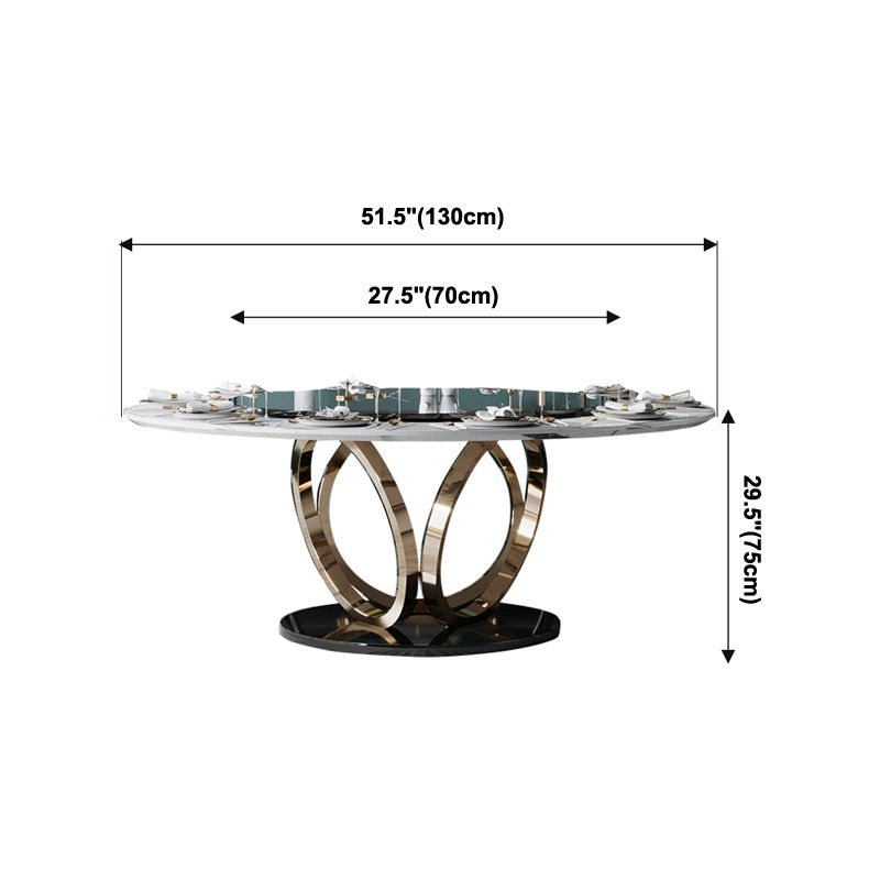 Ronde marmeren eettafel traditionele luxe eetkamercollectie met voetstukbasis