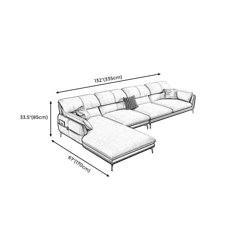 Scandinavian Faux Leather Light-grey Sectional for Apartment
