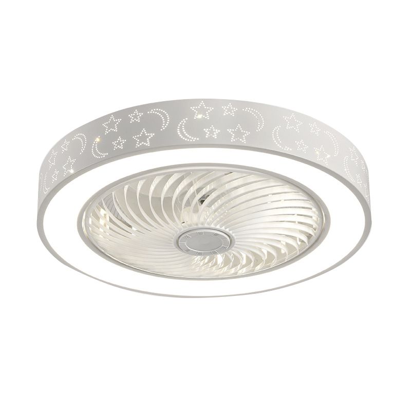 Tel-outs White Round Fan Light LED Contemporary Metal Semi Flush Soffio Light