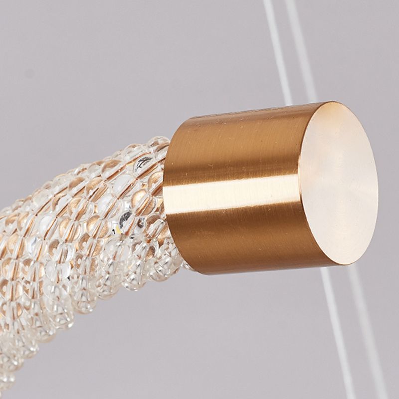 Rope-Shaped Living Room Chandelier Pendant Modernist Crystal Gold LED Ceiling Light Fixture