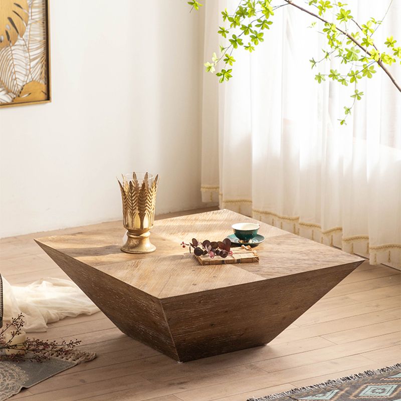 Rustic Corner Table Solid Wood Brown Accent Side Table for Living Room