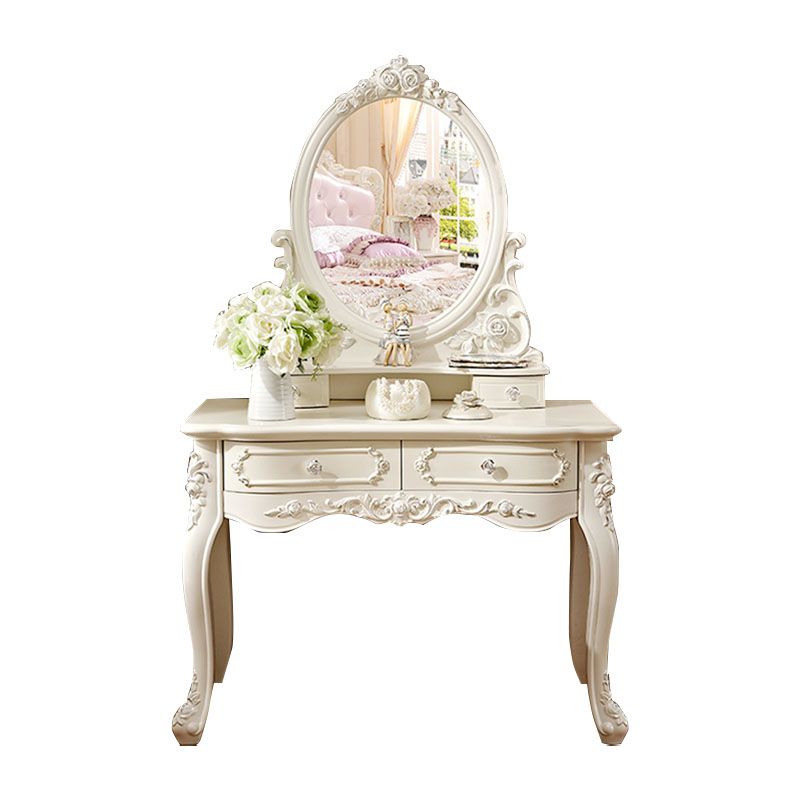 Victorian Solid Wood Vanity Dressing Table 4 Drawer Makeup Vanity Desk