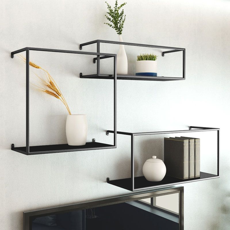 Metal Floating Bookcase Modern Style Wall Mounted Bookshelf for Home Office