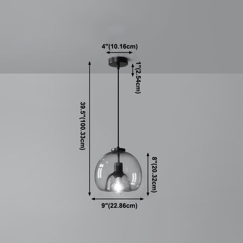 Glazen zwarthangende lamp in moderne artistieke stijl Iron Globe Hanglamp voor eetkamer