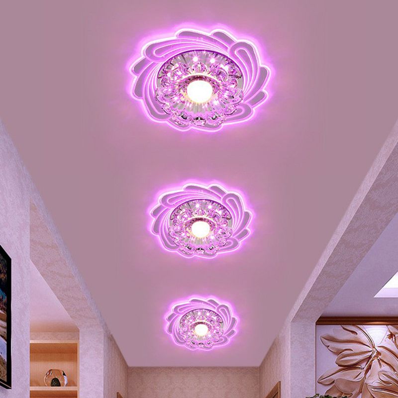 Crystal Flower Forgiato Flush Monte Light Minimalist Clear LED Massimale Montato Fixture per Corridore