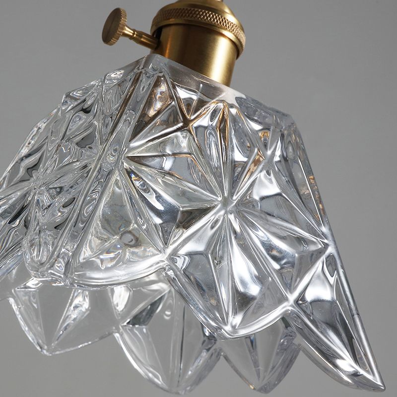 Clear Glass Scalloped Hanging Light Simplicity 1 Bulb Dining Room Pendant Light Fixture