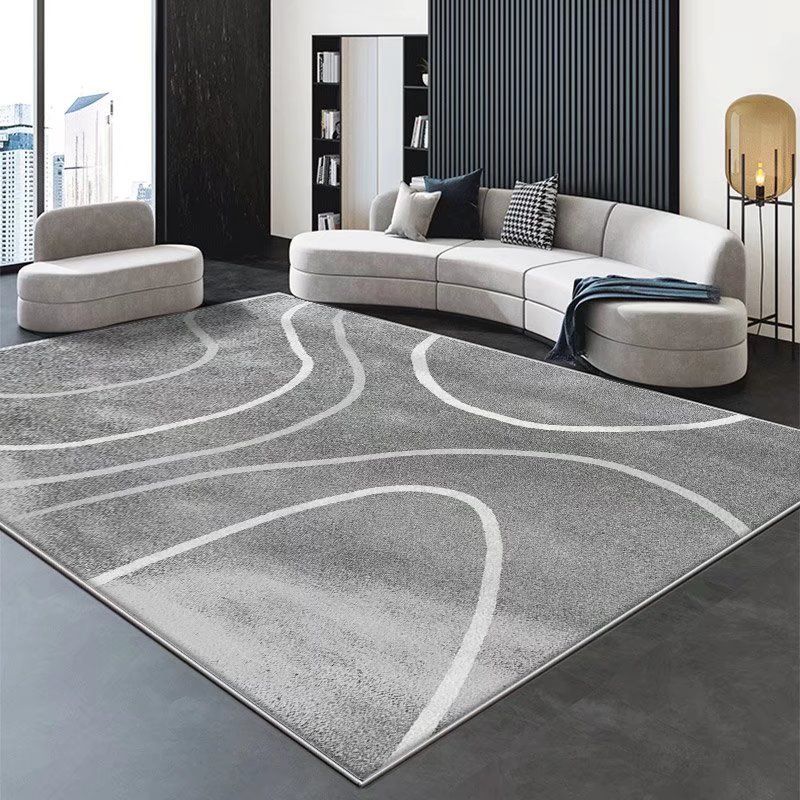 Gray Gorgeous Rug Polyester Line Rug Stain Resistant Indoor Rug for Sitting Room