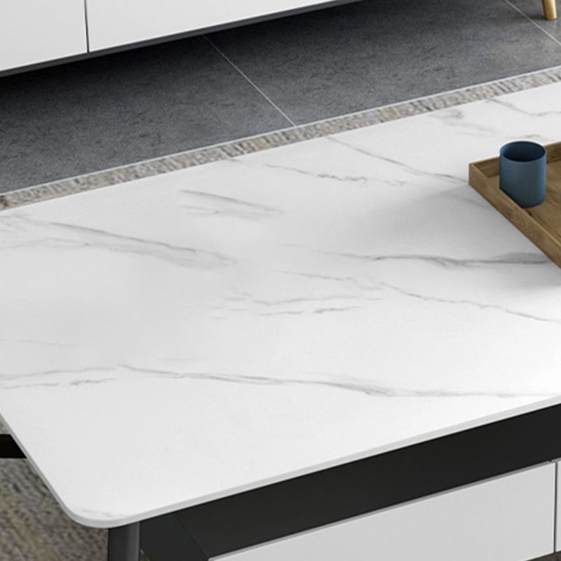 Slate 4 Legs 1 Coffee Table Rectangle Cocktail Table with Storage Drawers