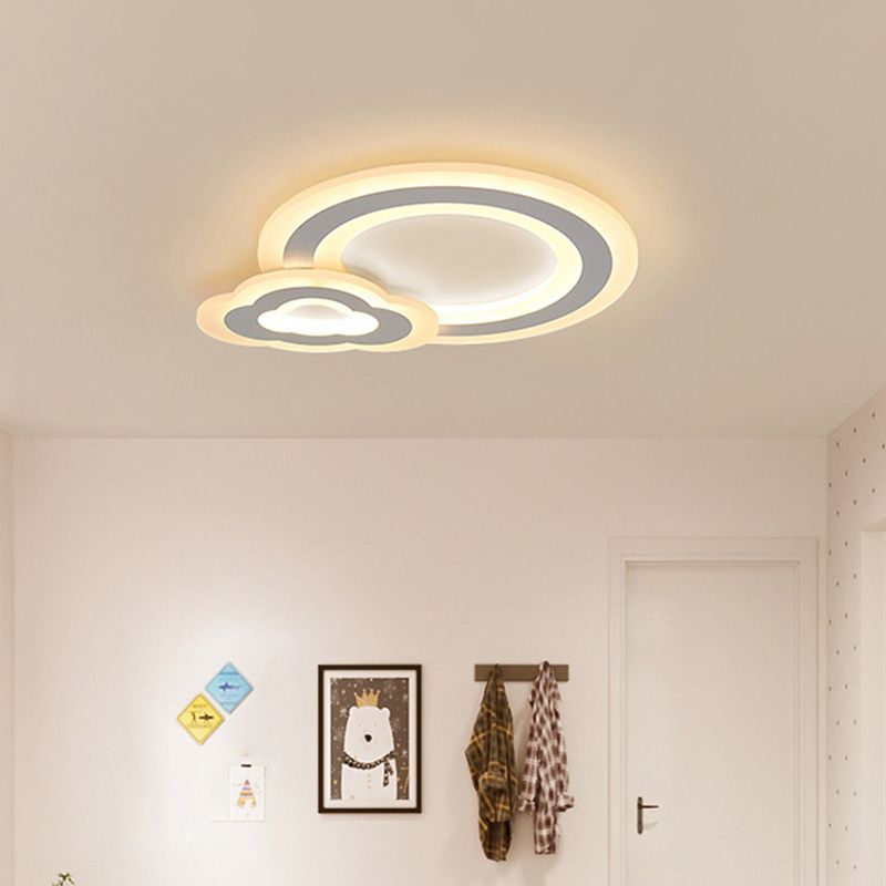 Star/Cloud/Loving Heart Ceiling Lamp Cartoon Acrylic Kids Bedroom LED Flush Mount Light in Warm/White Light