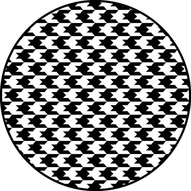 Stylish Houndstooth Pattern Rug Black and White Modern Rug Polyester Pet Friendly Washable Non-Slip Area Rug for Bedroom