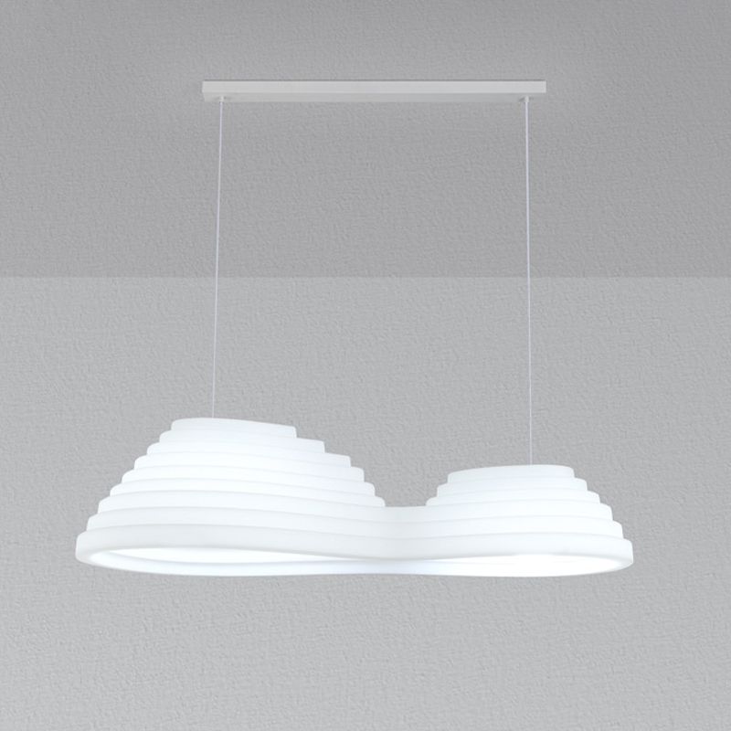 2 - Light Unique Kitchen Island Fixture in White Iron and Plastic Ceiling Pendant Light