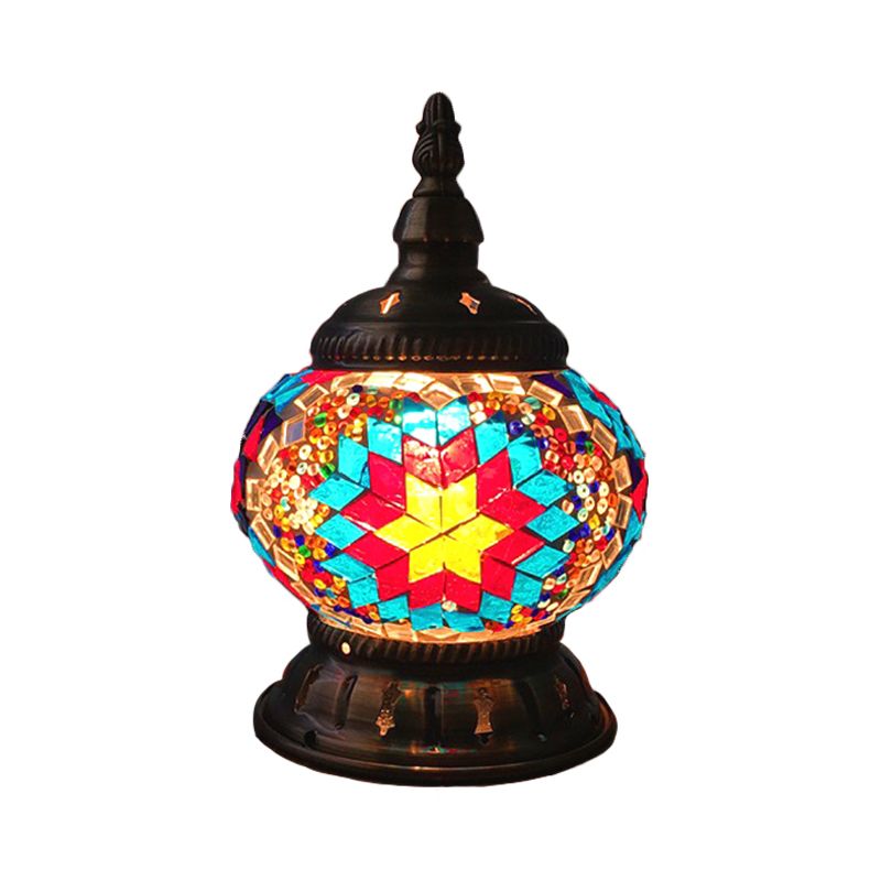 1 hoofdbol tafellamp traditioneel rood/oranje/lichtblauw gekleurd klassen nachtkastje lamp voor slaapkamer