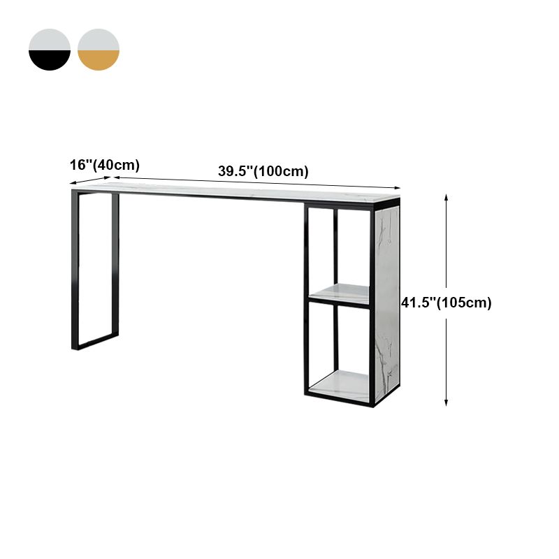 Marble Modern Sled Cocktail Bar Table with Storage Rectangle Counter Table