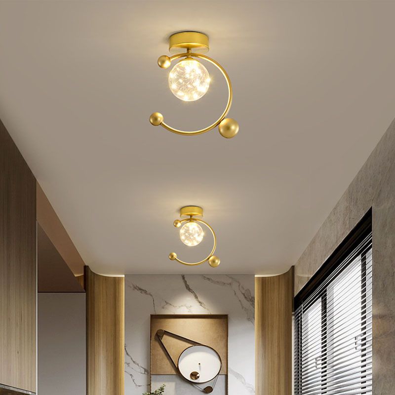 Plafonnier encastré sphérique moderne en verre transparent pour couloir LED