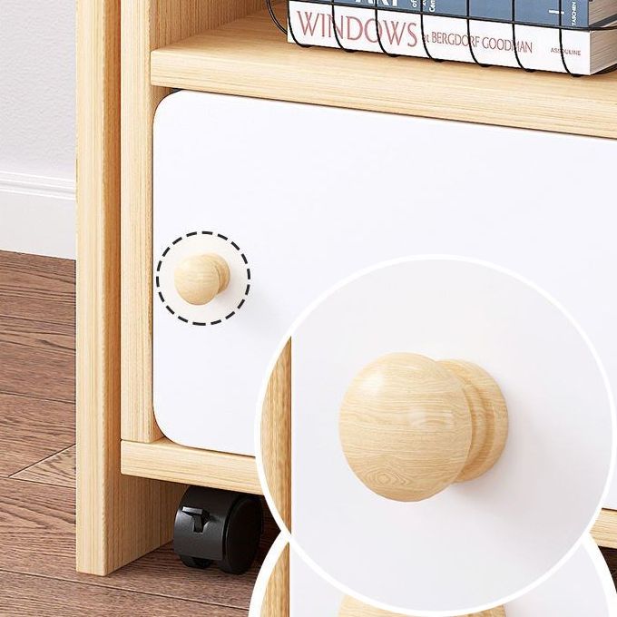 Scandinavian Bookcase Manufactured Wood Standard Bookshelf with Caster Wheels