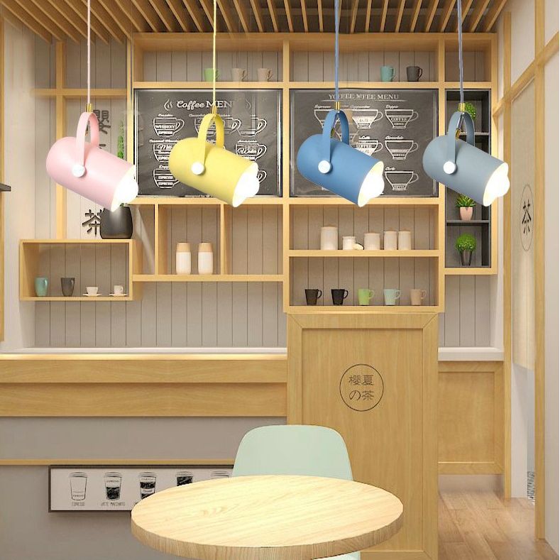 Macaroon Style Hanging Spotlights Single Bulb Modern Lighting Fixture with 47" Adjustable Suspension Wire