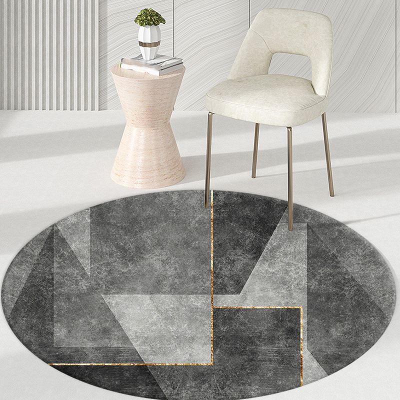Light Gray Casual Area Rug Polyester Graphic Rug Non-Slip Backing Rug for Living Room