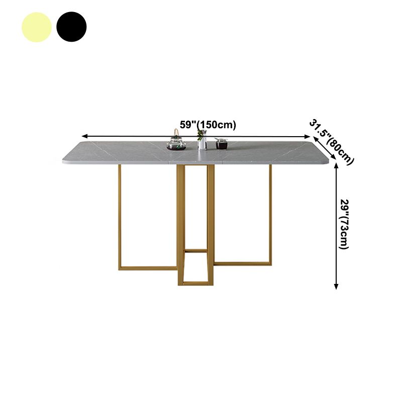 Moderne grijze eettafel gesinterde stenen drop-blad 59 "eettafel voor thuisgebruik