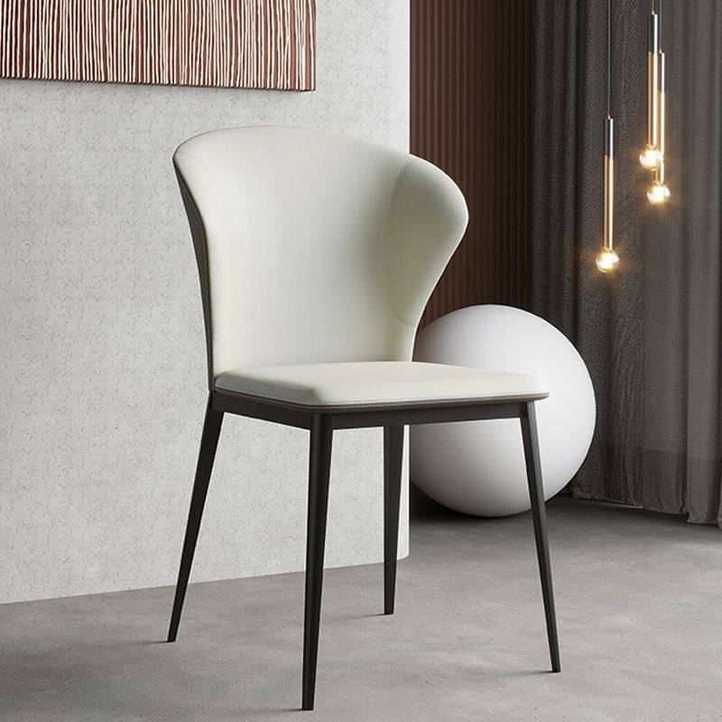 Industrial Armless Dining Chairs Black Metal Legs Wingback Side Chair