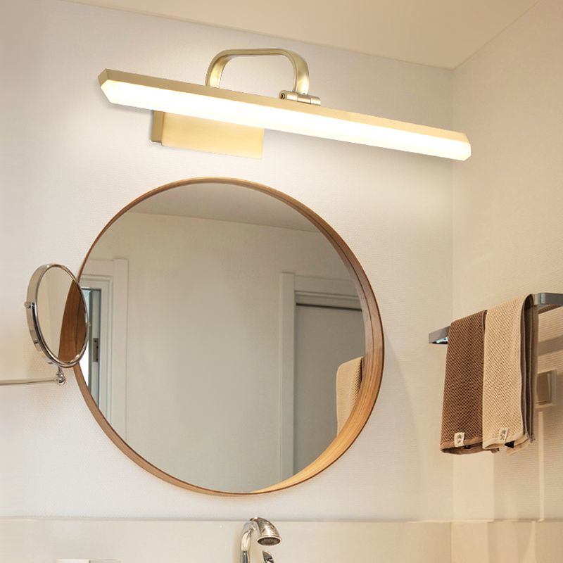 Luce murale a specchio in metallo a forma lineare moderna illuminazione montata a parete singola