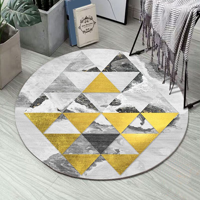 Bright Colorblock Geometric Rug Multi Colored Postmodern Rug Polyester Non-Slip Stain Resistant Pet Friendly Rug for Room