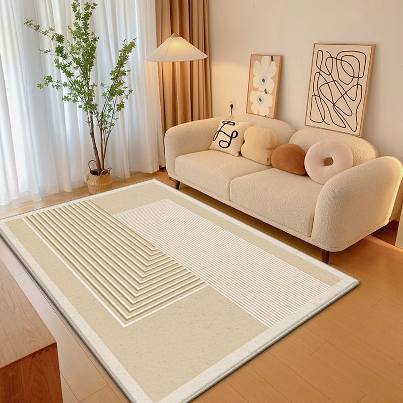 Rectangle Bedroom Striped Pattern Polyster Non-Slip Backing Contemporary Carpet