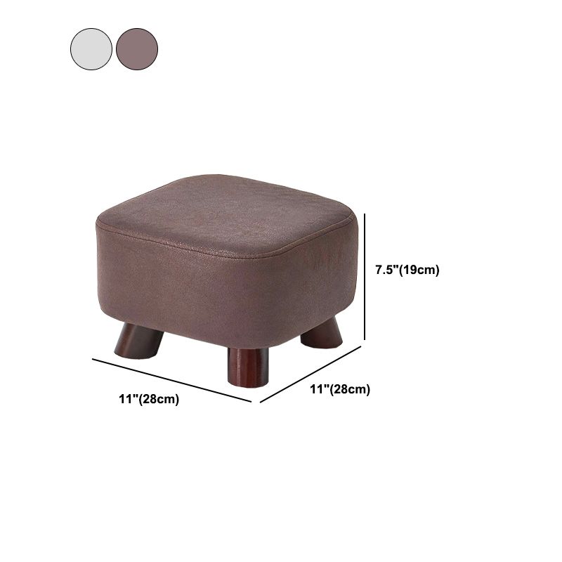 Mid-Century Modern Pouf Ottoman PU Leather Upholstered Solid Color Square Ottoman