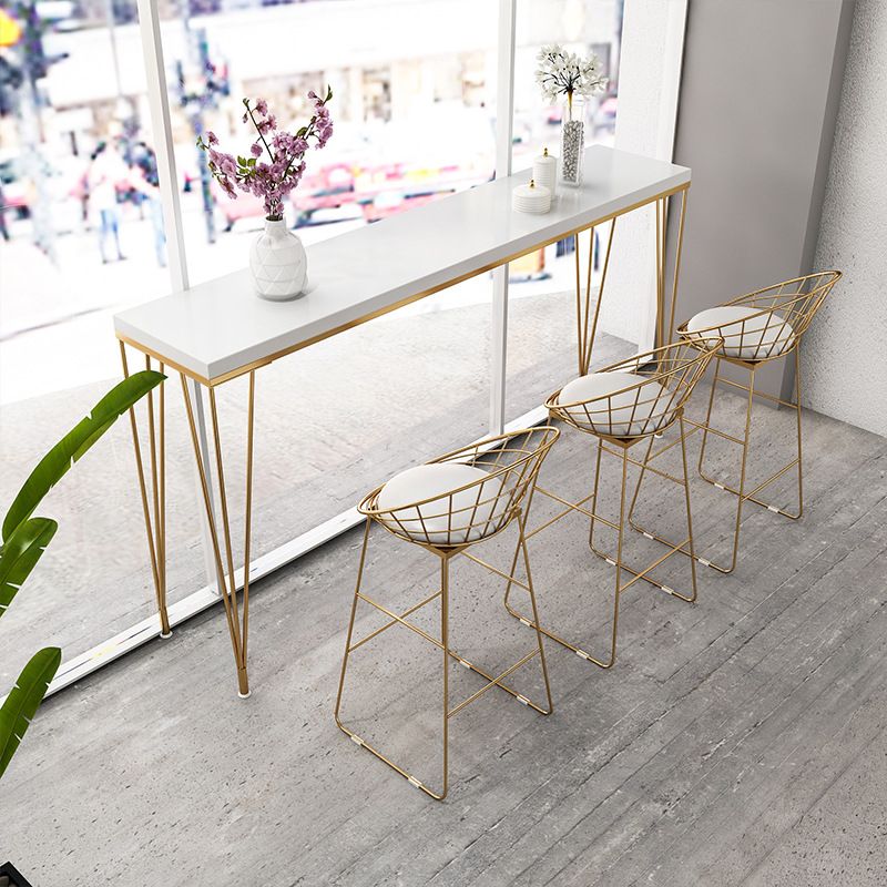 Modern White Wooden Bar Table Rectangle Dining Table with 4 Legs