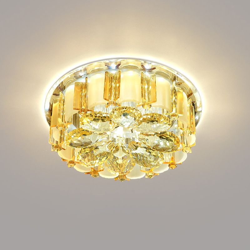 Lustre en cristal de style moderne Plafonnier LED luminaire, Ambre