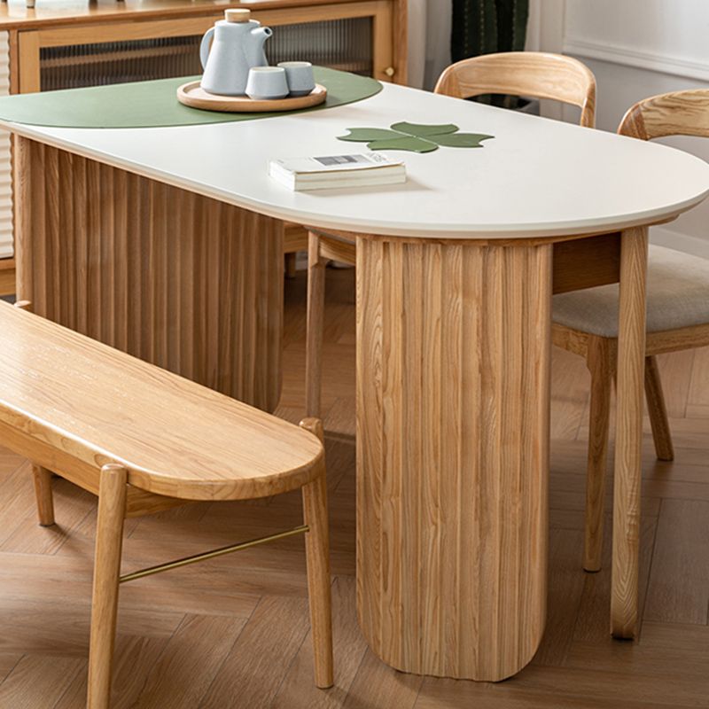 Free Form Dining Table with Ash Wood Base Modern Dinette Table for Home