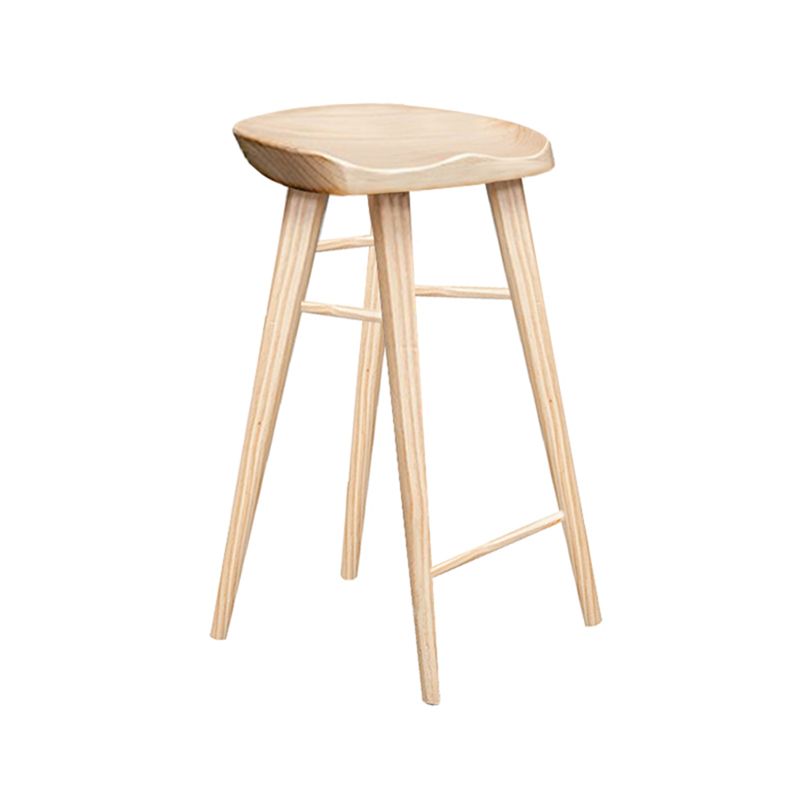 Modern Armless Counter Stool Wood Cafe Bar Stool with Wooden Seat and Pedal