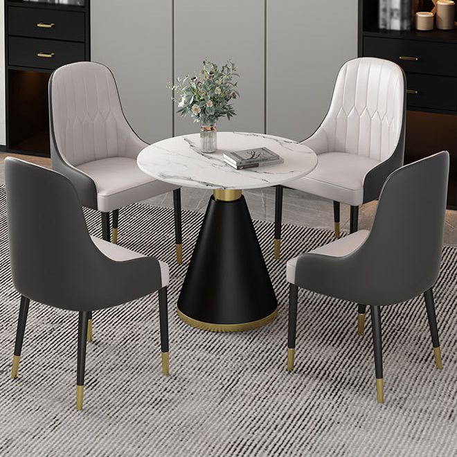 Glam Sintered Stone Dining Table Set Round 1/2/5 Pieces Dining Set