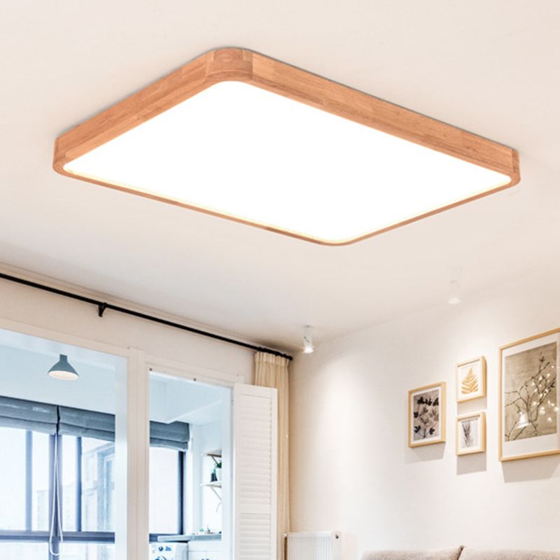 Rechteckige, bündige Deckenleuchten, moderne Holz-Flushmont-Leuchten