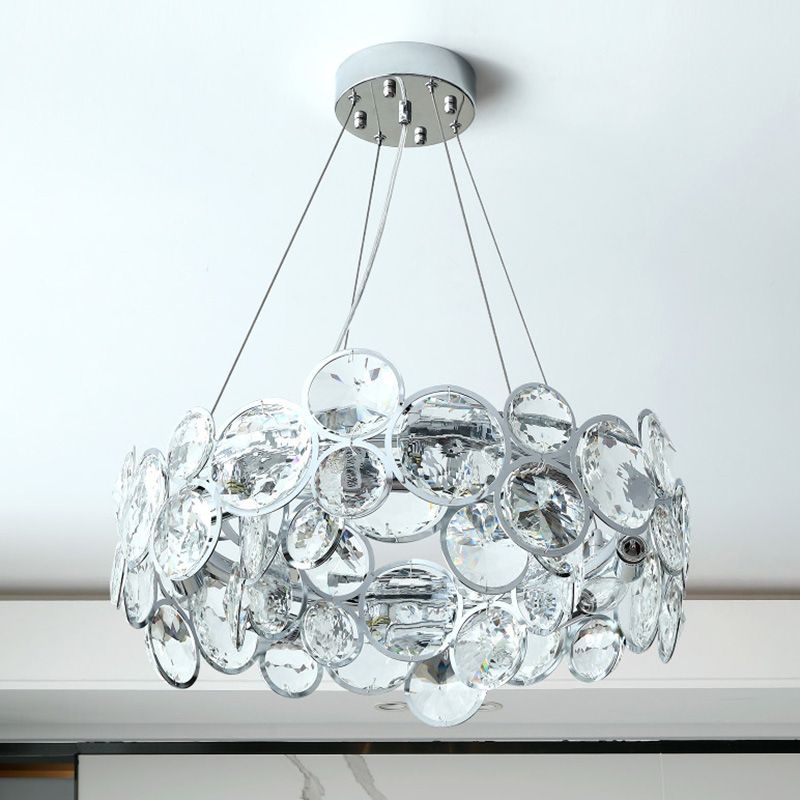 Round Crystal Modern Chandelier Pendant Light for Living Room Dining Room