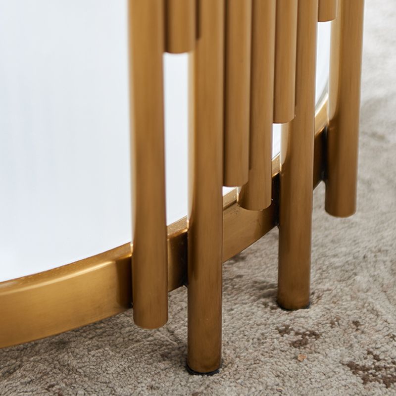 Round Stone Top Side End Table Frame Sofa Side End Table for Living Room