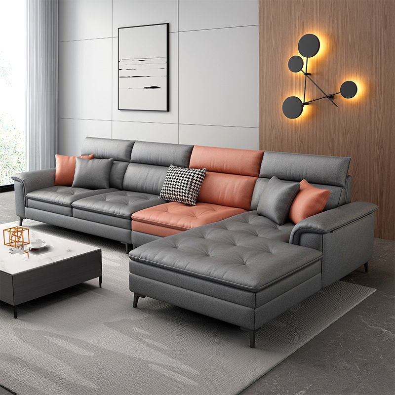 133.86" L √ó 68.89" W √ó 37.40" H Faux Leather Sofa High Back Square Arm Sectional