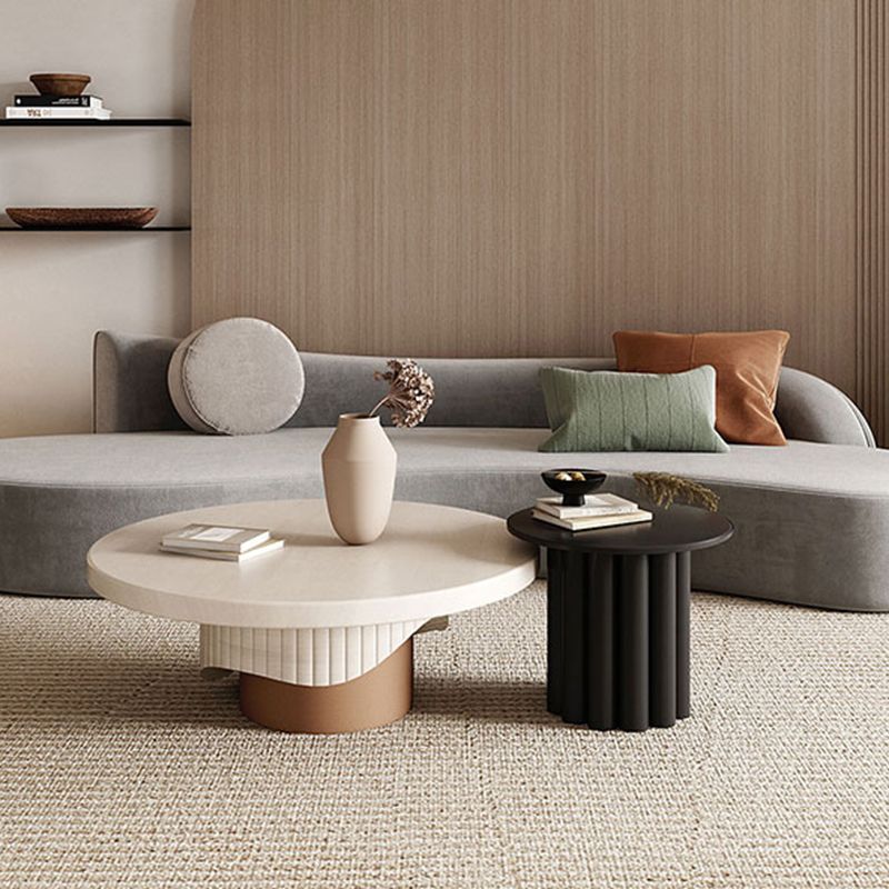 Nordic Wood Pedestal Coffee Table Macaroon Round Nesting Coffee Table