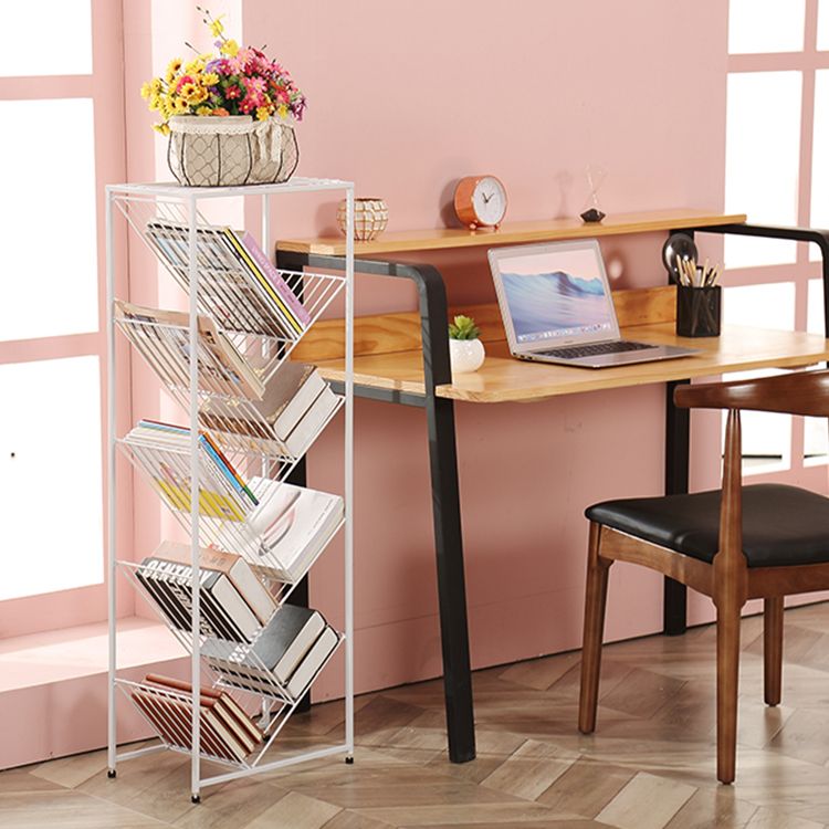 Contemporary Metal Bookcase White Open Bookshelf for Living Room