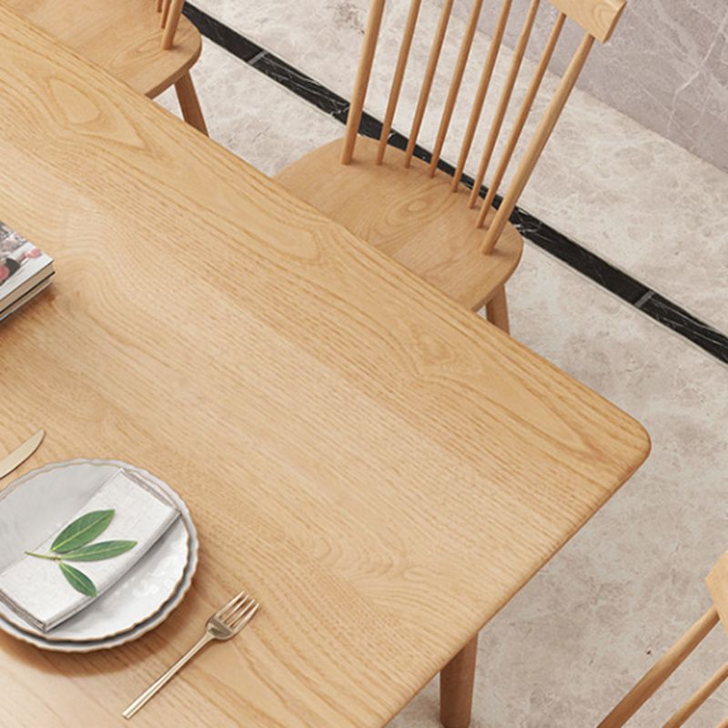 Contemporary 1/2/5/7 Pieces Furniture Rectangle Solid Wood Dining Table Set in Natural