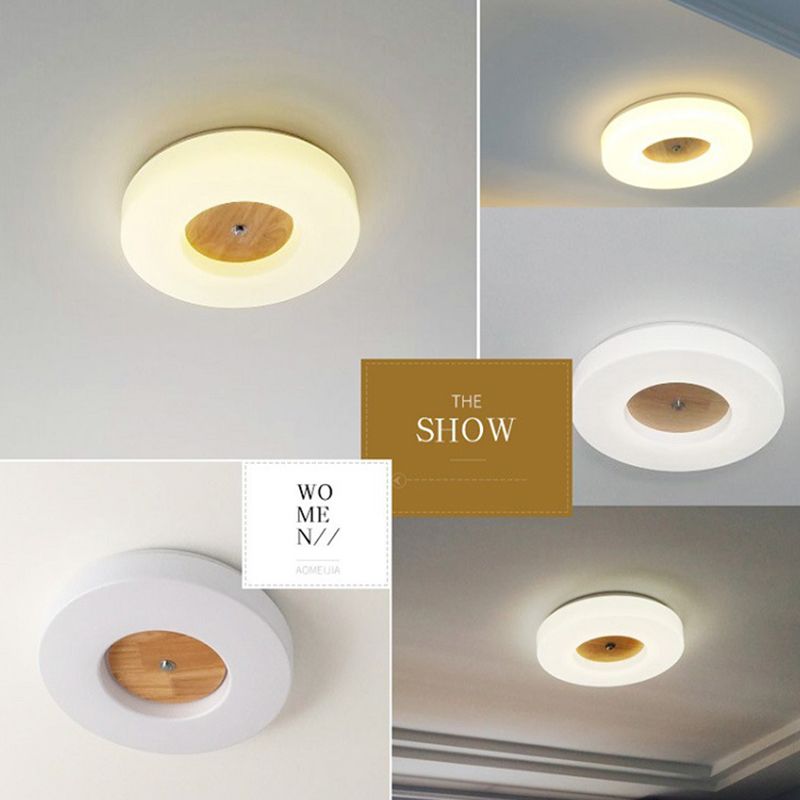 Wooden Circular LED Ceiling Light in Modern Creative Style Acrylic Flush Mount for Living Room