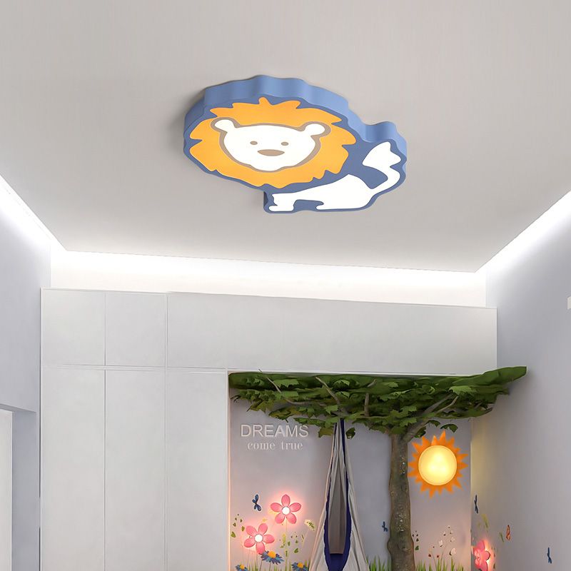 Animal LED Flush Mount Light Lion Acrylic Ceiling Lamp for Nursing Room Bedroom