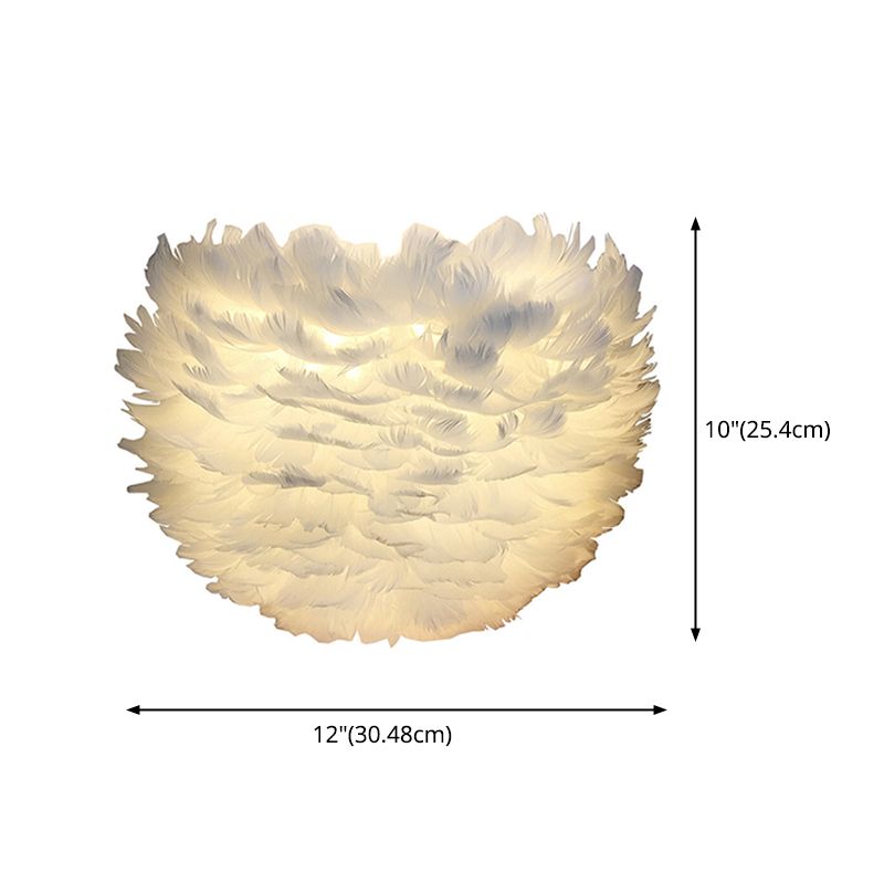 Romantic Feather Wall Mount Lamp Modern Cosy Wall Sconce Lighting for Bedroom