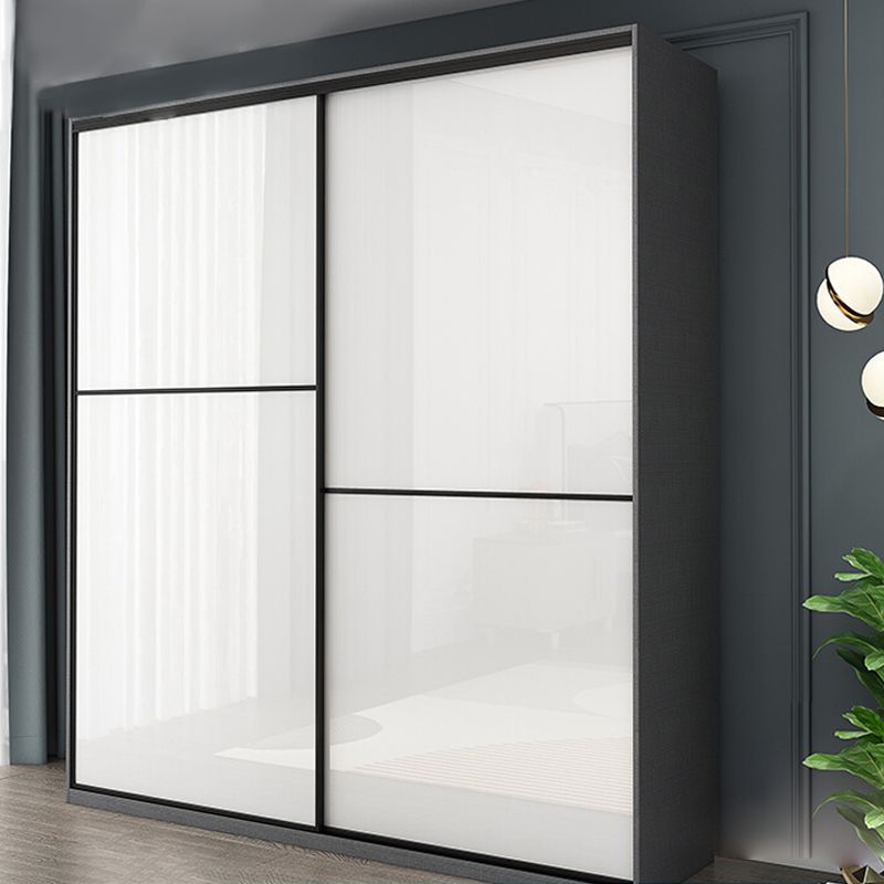 Modern Bedroom Wardrobe Wooden Storage Cabinet with Sliding Doors