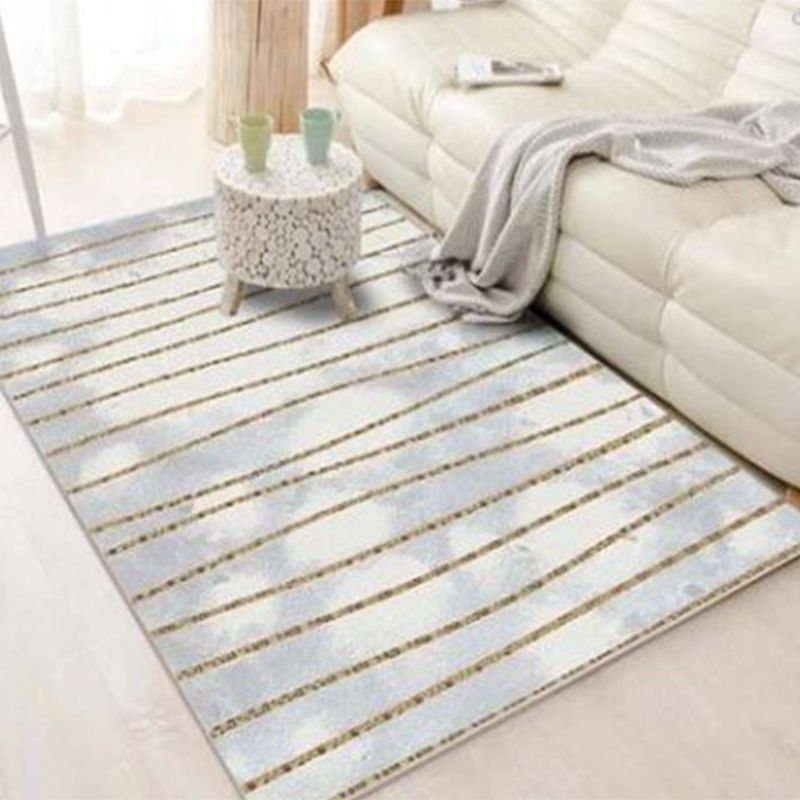 Simple Modern Carpet Gold Striped Carpet Washable Area Carpet for Home Decor