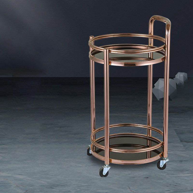 Modern Open Storage Prep Table Round Home Dining Kitchen Trolley
