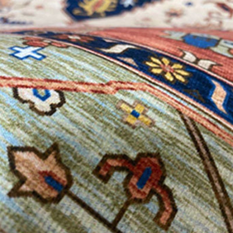 Rouge intérieur traditionnel rouge polyester marocain tapis fleur octogonal