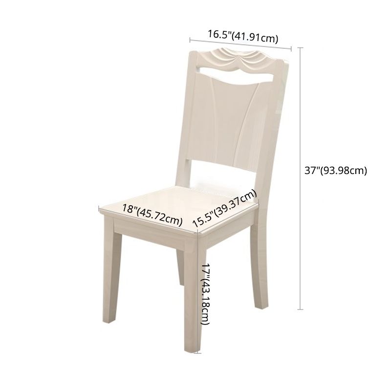 Contemporary Style Marble Dining Set with White Fixed Table and 4 Legs Base