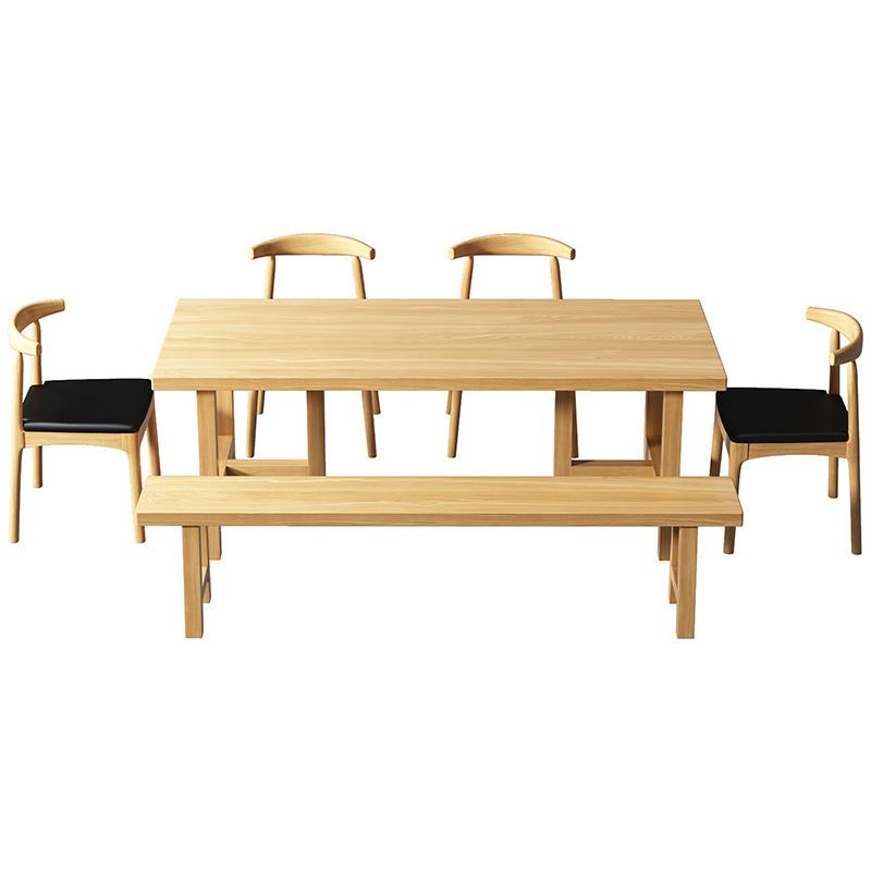 Modern 1/7 Pieces Dining Set Pine Wood Rectangle Dining Table for Dining Room
