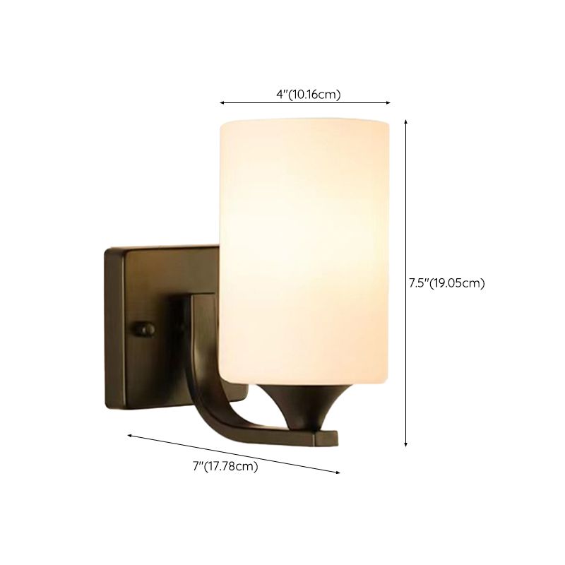 Modernism 1/2-Light Bathroom Vanity Light Glass Shaded Bath Bar in Black